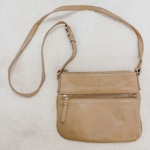 KATE SPADE GRAY PEBBLED LEATHER CROSSBODY BAG